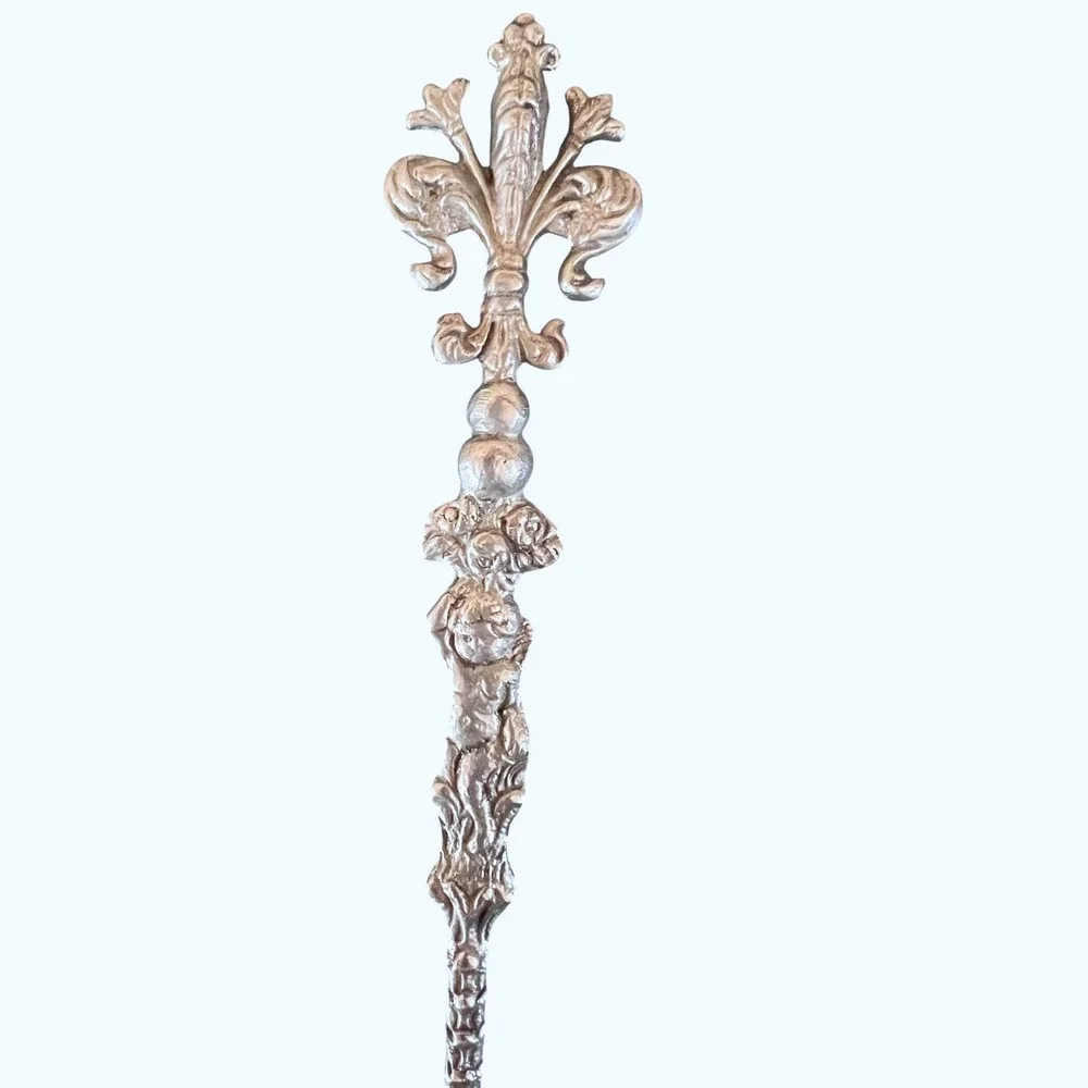 Ugo Bellini Salad Serving Set OS Silver Excellent Cherub Lion Fleur-de-lis Italy